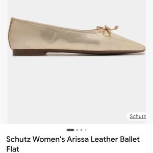 NEW SCHUTZ Women's Arissa Gold Leather Ballet Flat